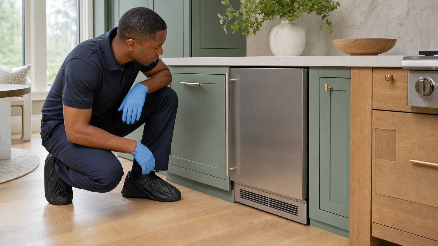Undercounter ice maker diagnostic visit in the service area