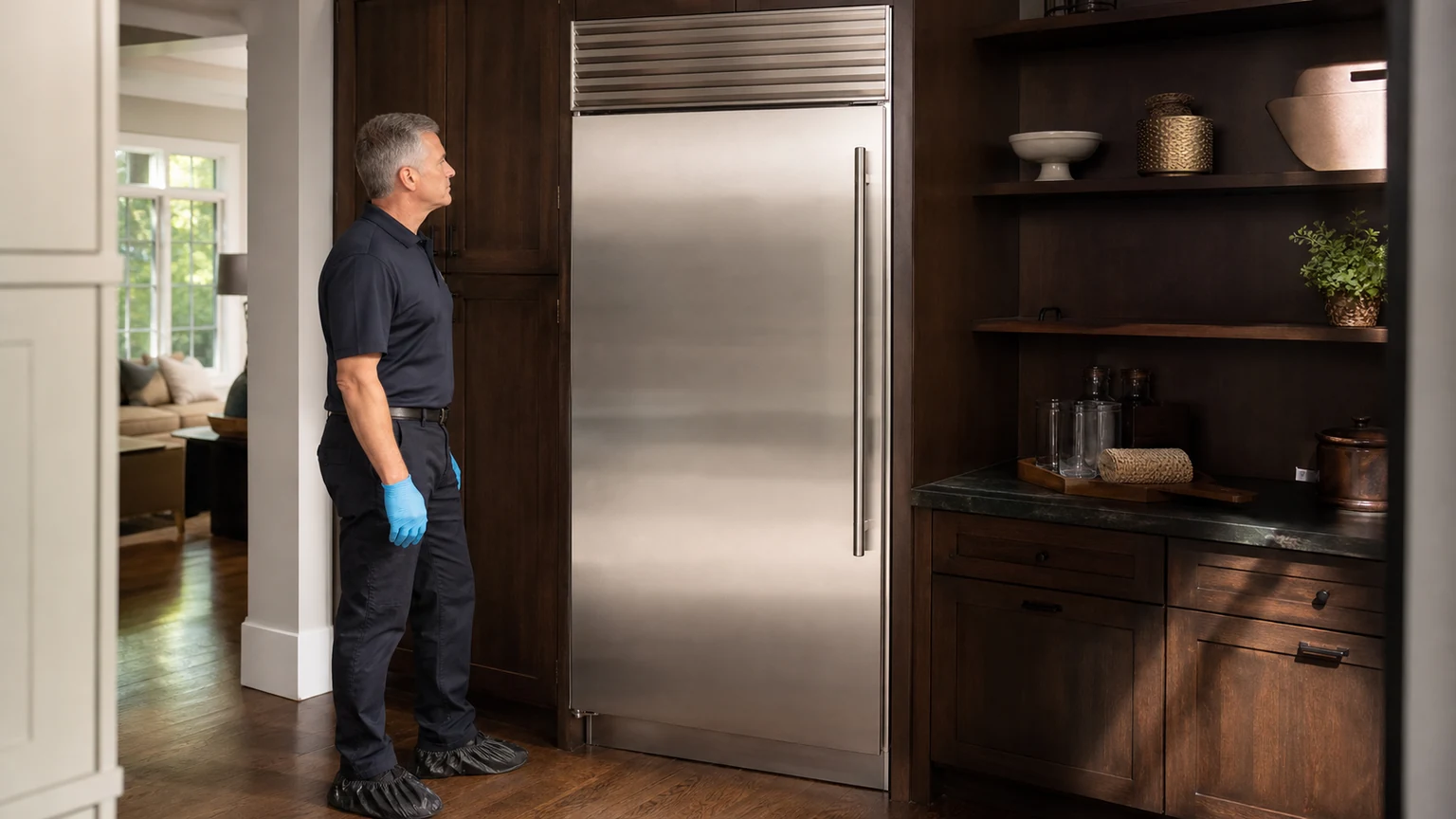 Built-in refrigerator diagnostic visit in the service area
